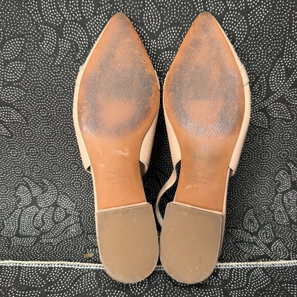 Cole Haan Womens Slingback Pointed Toe Flats Size 7B Beige Leather - Picture 7 of 8